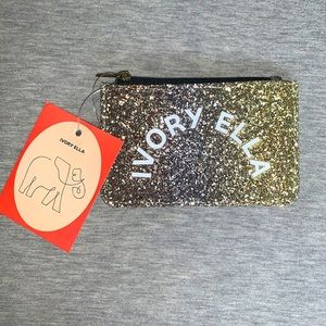 NWT Ivory Ella Glitter Ombré Lanyard Wallet